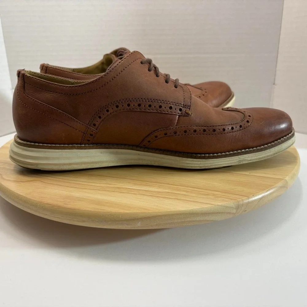 Aston Grey Collection Leu Cognac Tan Leather Oxford Dress Shoes C26471 Mens 11M
